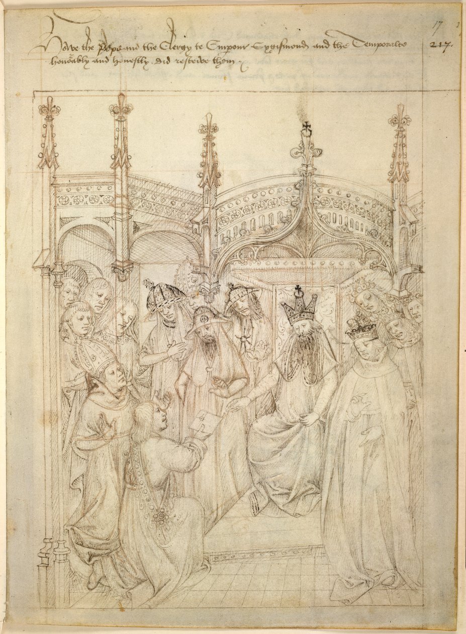 Bawełna Juliusz E. IV, art. 6, „Korowód Beauchamp”, c.1483 (atrament na welinie) autorstwa Netherlandish School