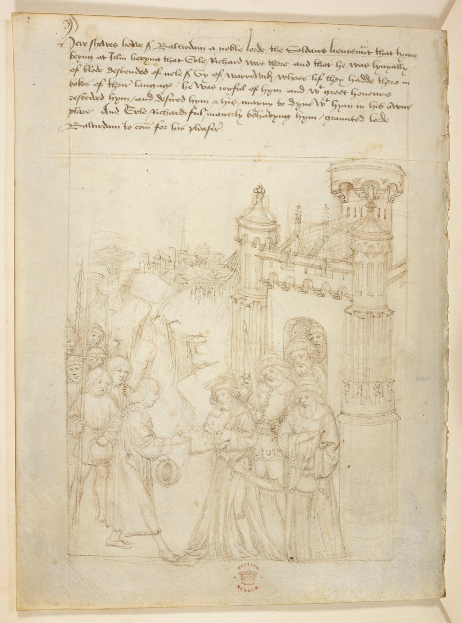 Bawełna Juliusz E. IV, art. 6, „Korowód Beauchamp”, c.1483 (atrament na welinie) autorstwa Netherlandish School