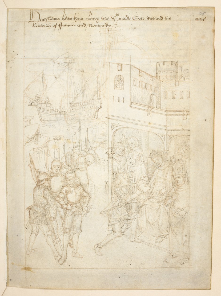 Bawełna Juliusz E. IV, art. 6, „Korowód Beauchamp”, c.1483 (atrament na welinie) autorstwa Netherlandish School