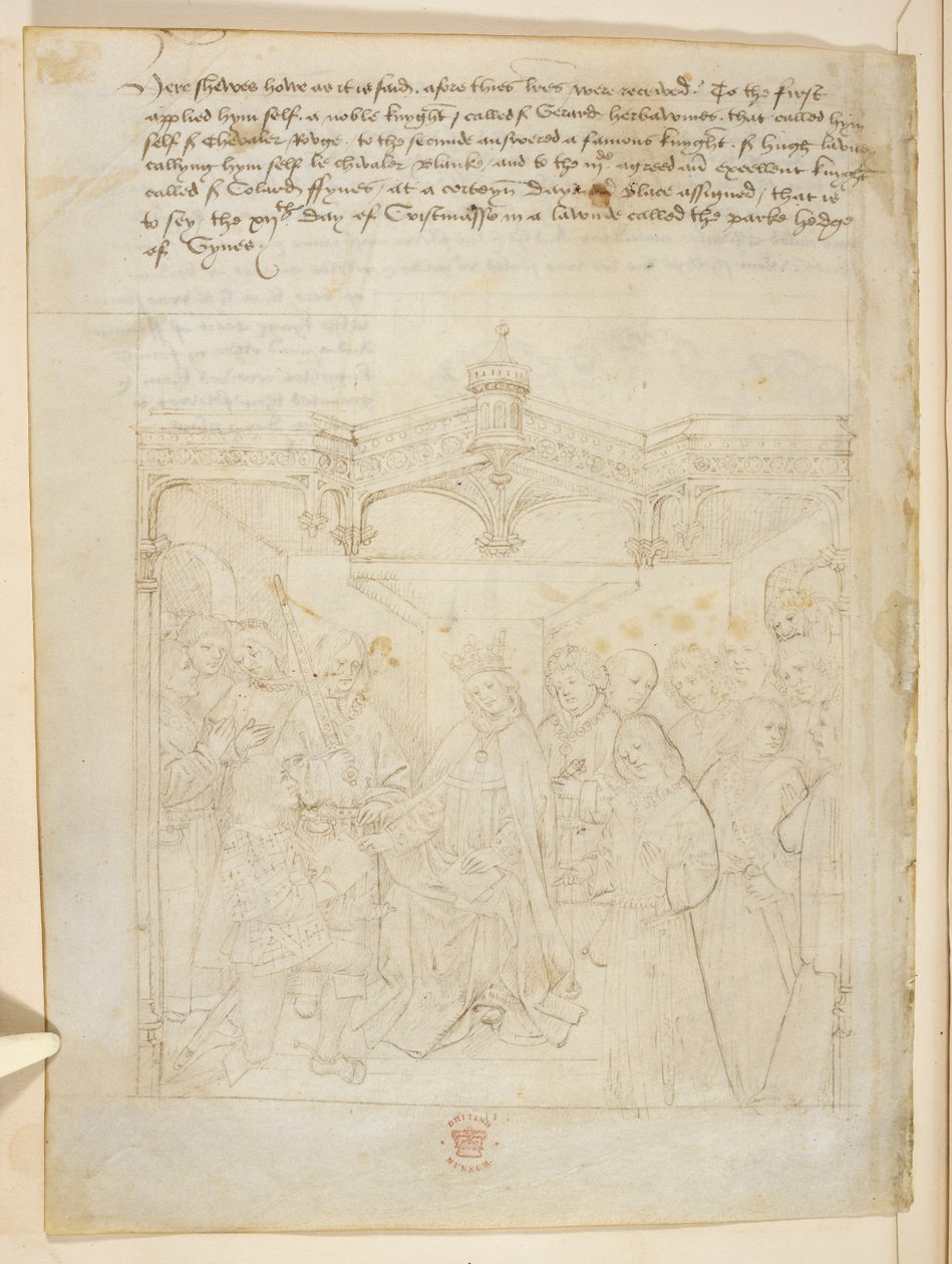 Bawełna Juliusz E. IV, art. 6, „Korowód Beauchamp”, c.1483 (atrament na welinie) autorstwa Netherlandish School