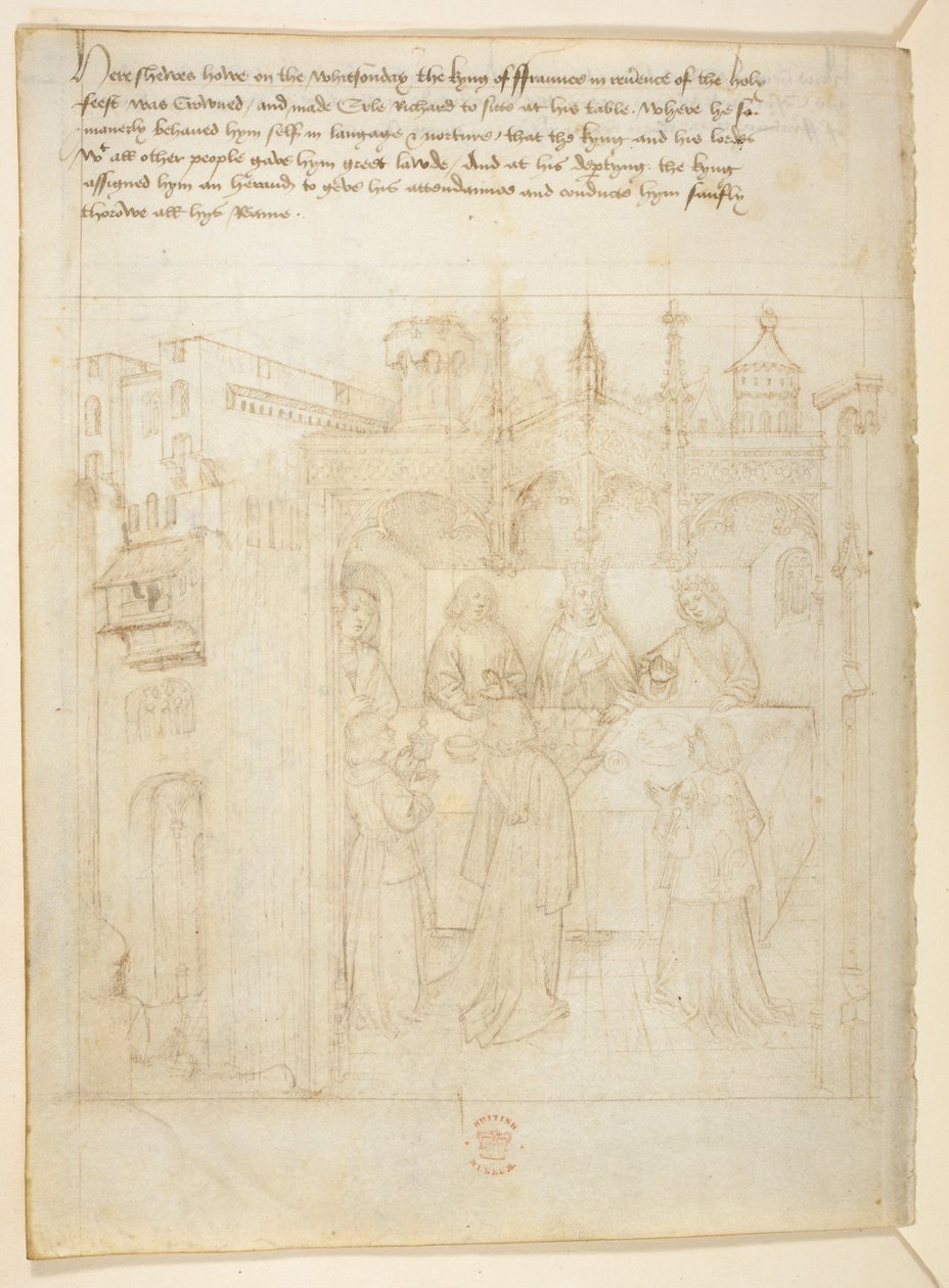 Bawełna Juliusz E. IV, art. 6, „Korowód Beauchamp”, c.1483 (atrament na welinie) autorstwa Netherlandish School