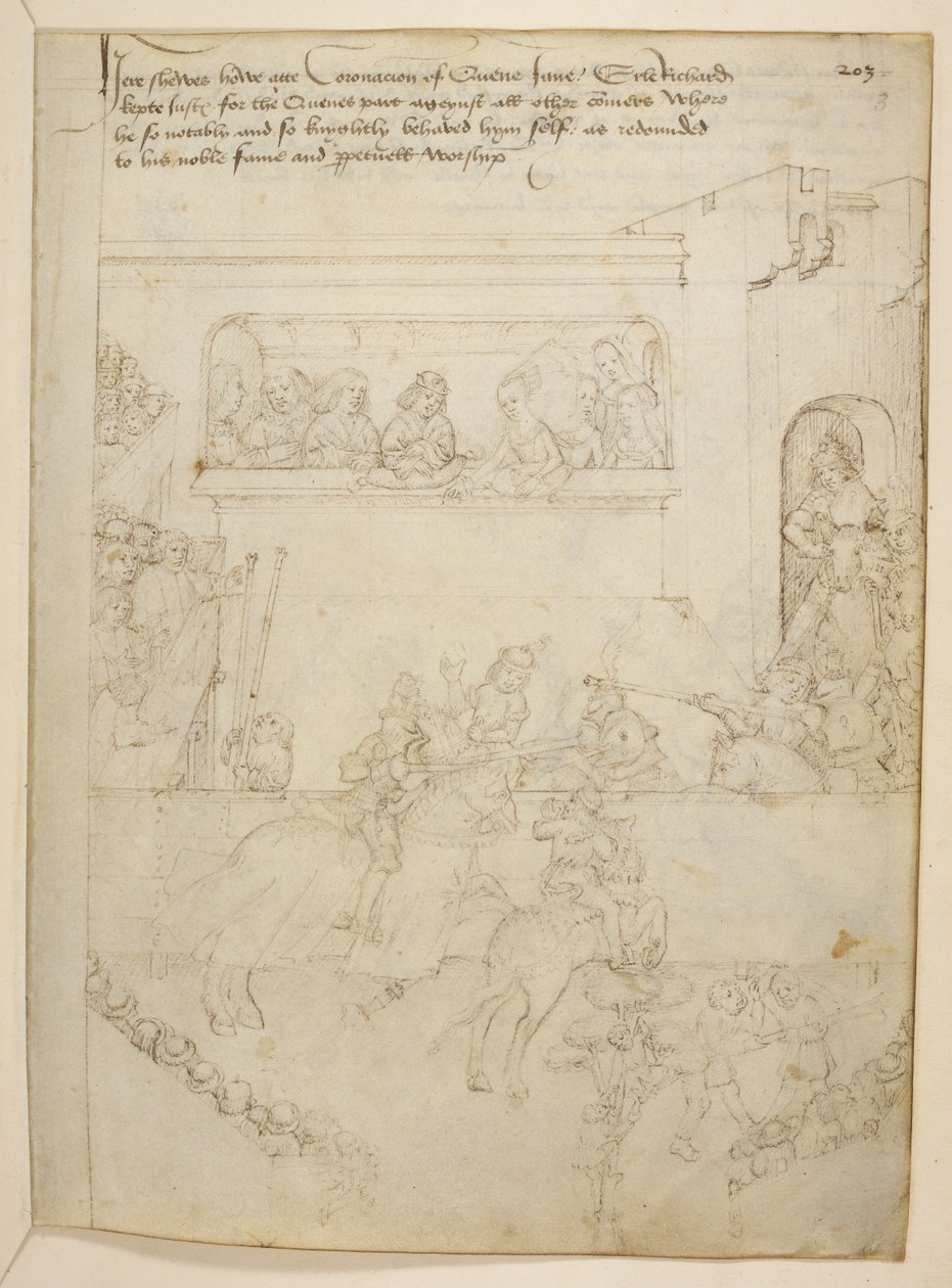 Bawełna Juliusz E. IV, art. 6, „Korowód Beauchamp”, c.1483 (atrament na welinie) autorstwa Netherlandish School