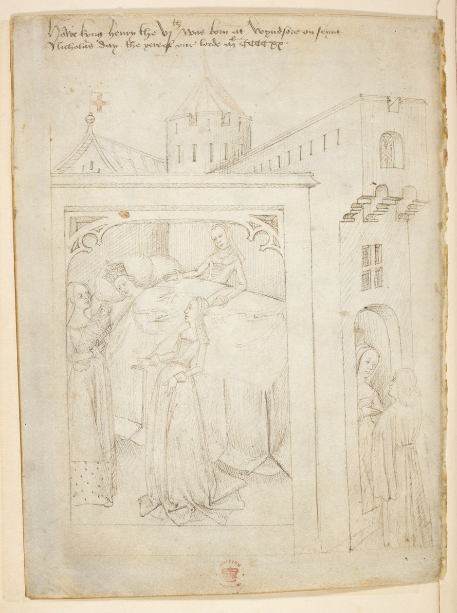 Bawełna Juliusz E. IV, art. 6, „Korowód Beauchamp”, c.1483 (atrament na welinie) autorstwa Netherlandish School