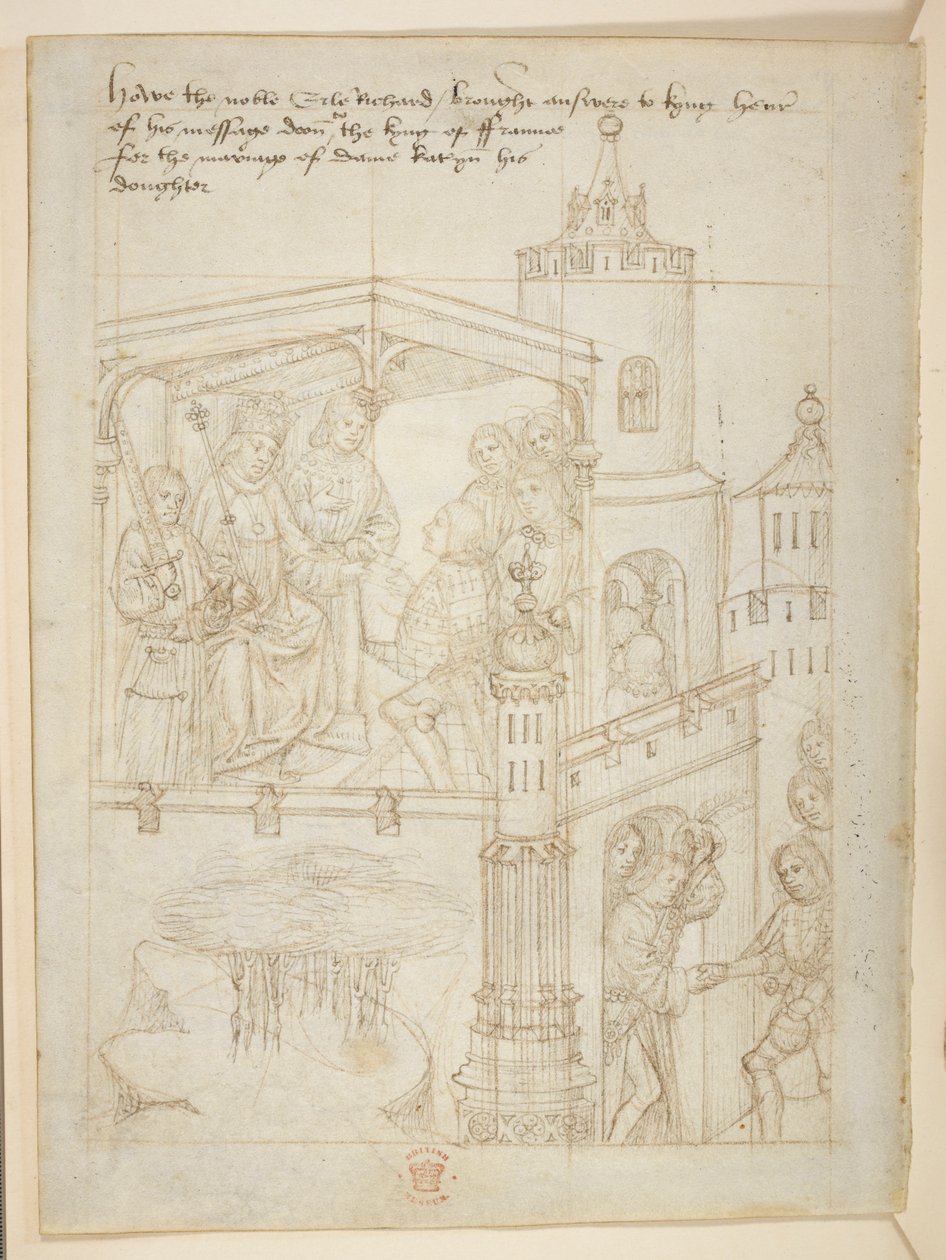 Bawełna Juliusz E. IV, art. 6, „Korowód Beauchamp”, c.1483 (atrament na welinie) autorstwa Netherlandish School