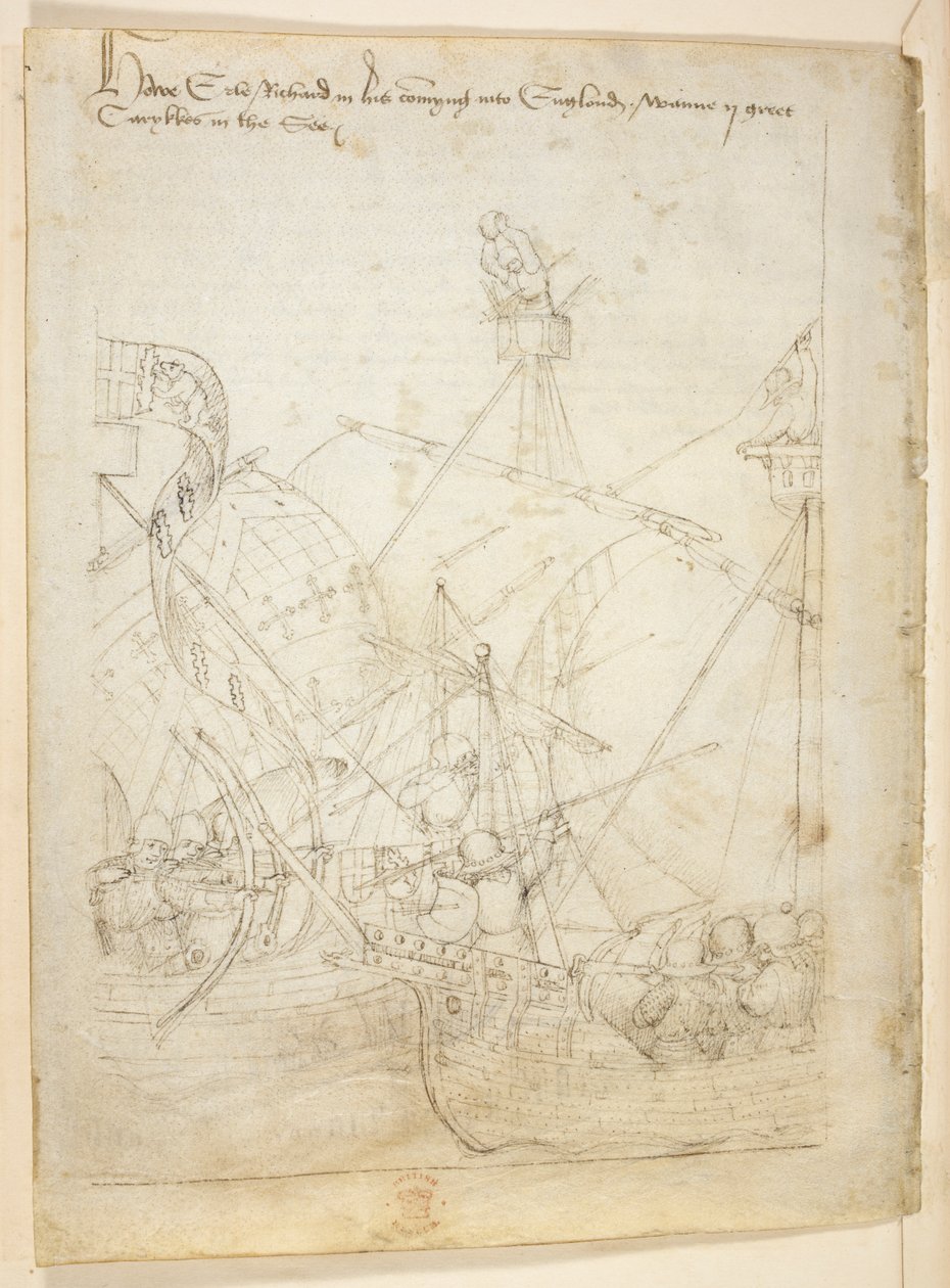Bawełna Juliusz E. IV, art. 6, „Korowód Beauchamp”, c.1483 (atrament na welinie) autorstwa Netherlandish School
