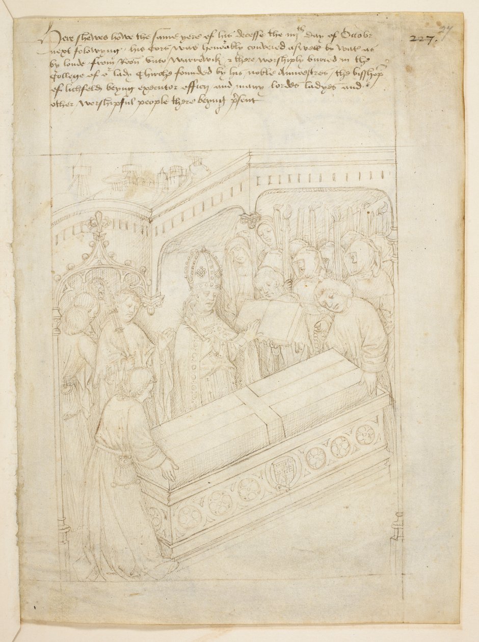 Bawełna Juliusz E. IV, art. 6, „Korowód Beauchamp”, c.1483 (atrament na welinie) autorstwa Netherlandish School