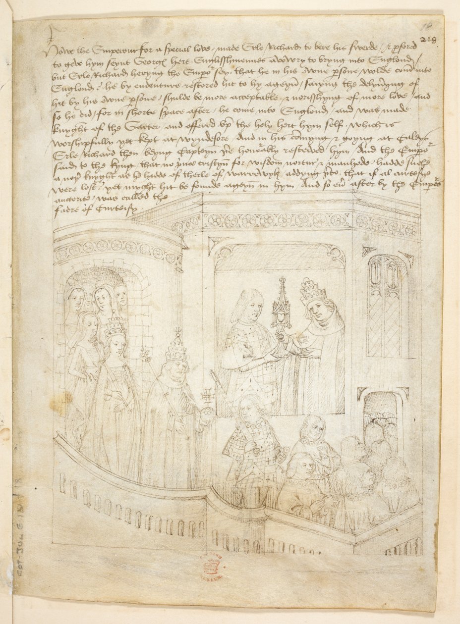 Bawełna Juliusz E. IV, art. 6, „Korowód Beauchamp”, c.1483 (atrament na welinie) autorstwa Netherlandish School