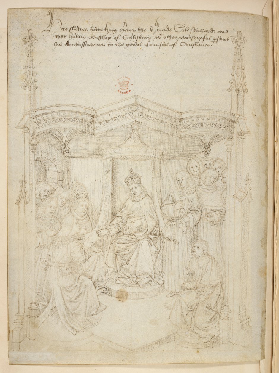 Bawełna Juliusz E. IV, art. 6, „Korowód Beauchamp”, c.1483 (atrament na welinie) autorstwa Netherlandish School