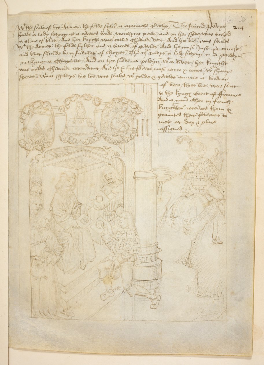 Bawełna Juliusz E. IV, art. 6, „Korowód Beauchamp”, c.1483 (atrament na welinie) autorstwa Netherlandish School