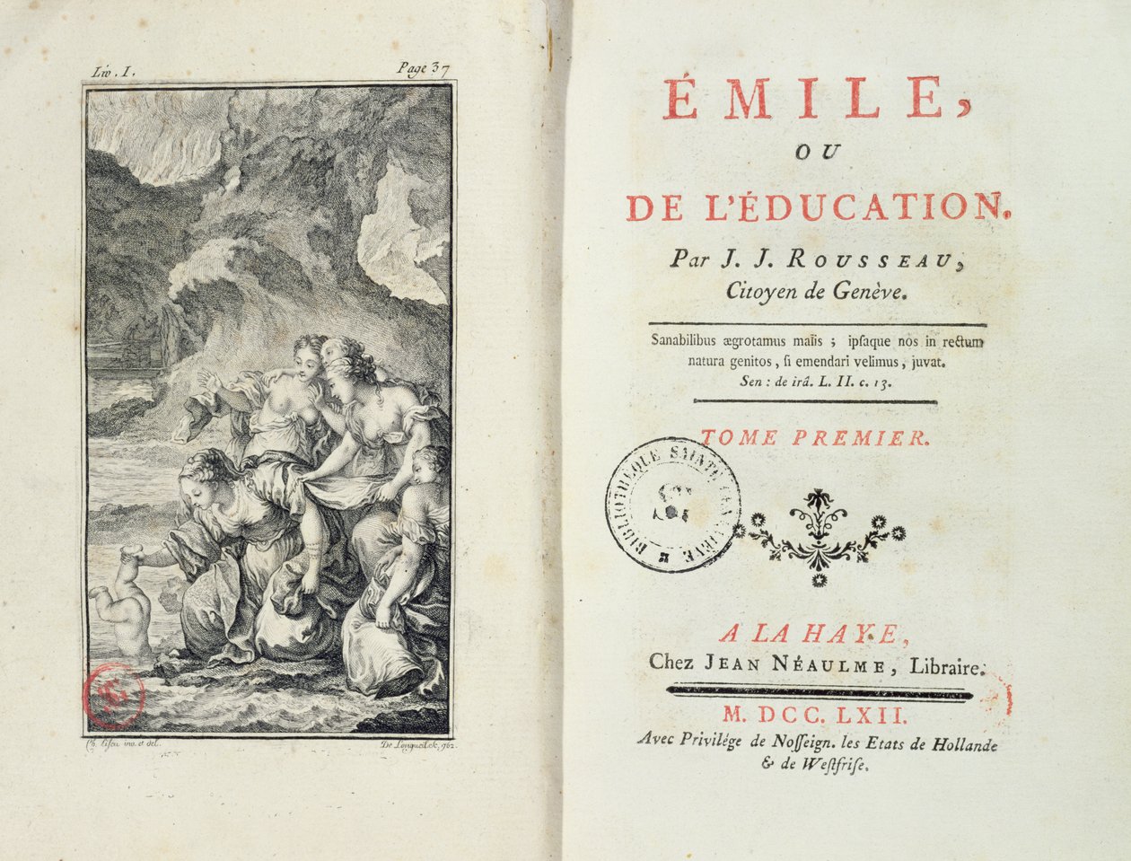 Frontyspis dla Emila autorstwa Jean-Jacques Rousseau, 1762 autorstwa Netherlandish School