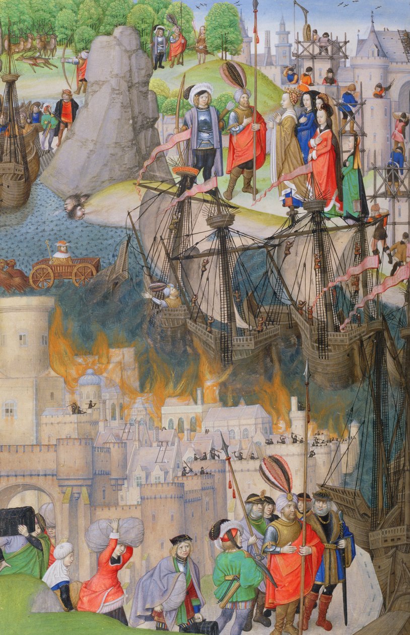 Ms 311 f.122 v. Sceny z Eneidy — Wergiliusz, 1472-73 autorstwa Netherlandish School