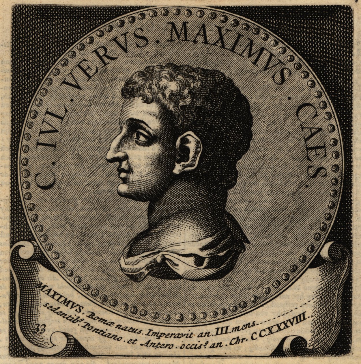 Portret cesarza rzymskiego Gajusza Juliusza Werusa Maximusa. autorstwa Netherlandish School