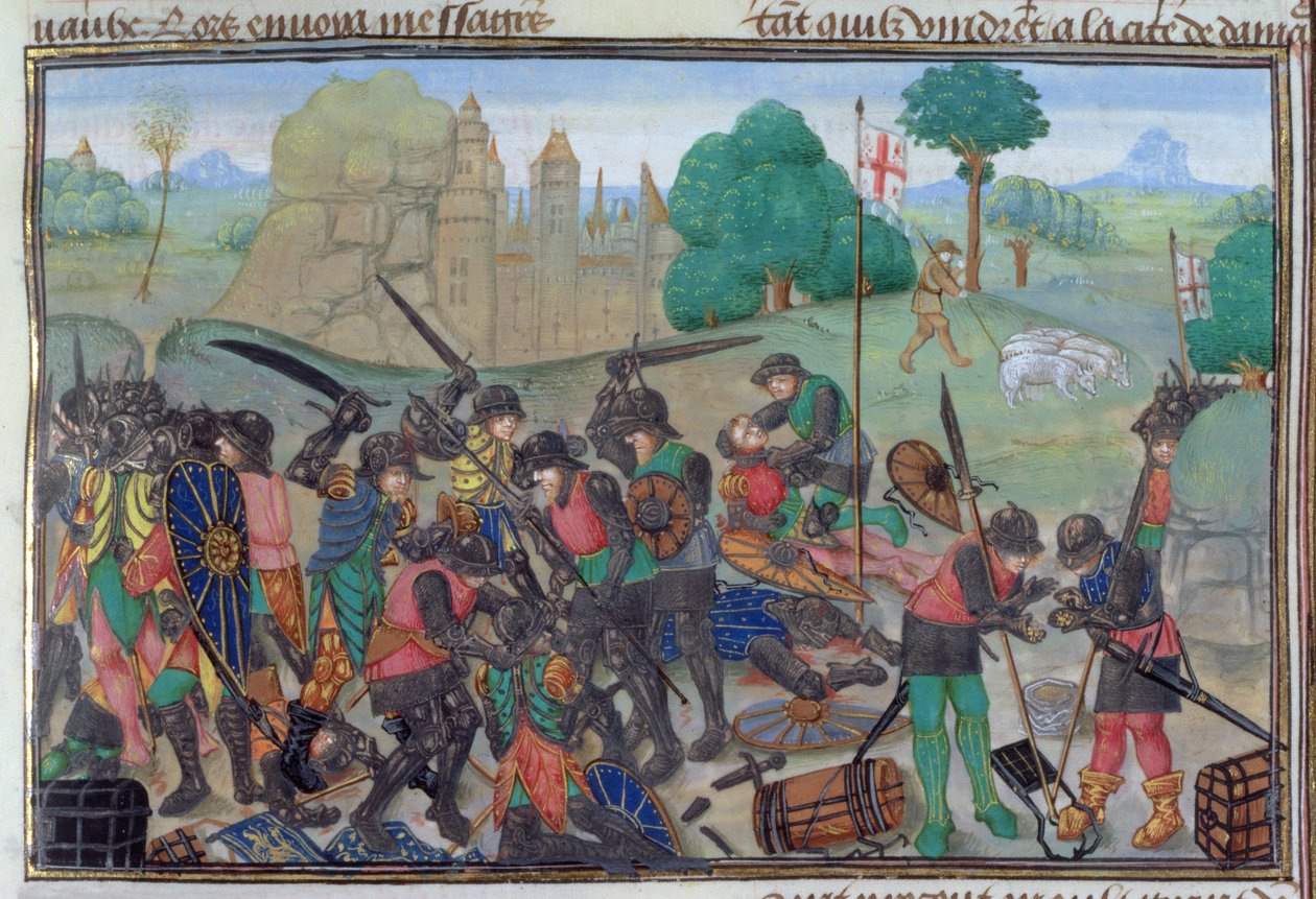 Roy 15 EI f.335 Chrześcijanie i Saraceni walczący, z „Chronique d