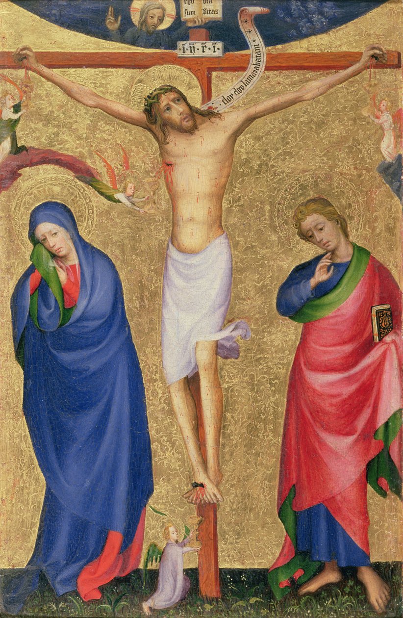 Ukrzyżowanie, ze składanego ołtarza, ok. 1400 (tempera i złoty liść na panelu) autorstwa Netherlandish School