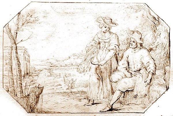 The Four Seasons: Summer - Reaping, c.1675 (długopis i sepia na papierze) autorstwa Netherlandish School
