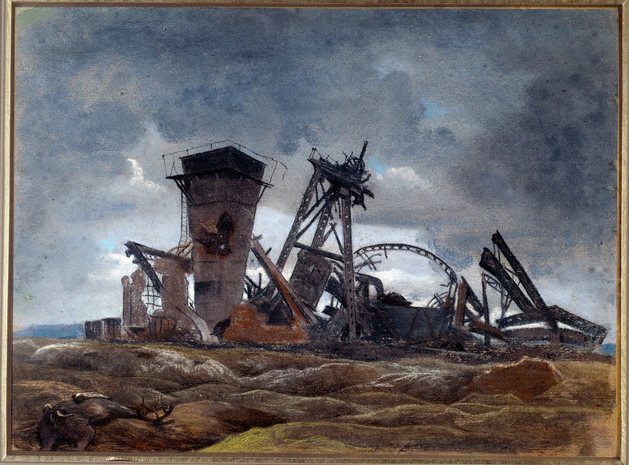 „Studnia kopalni” 1915 (akwarela) autorstwa Neville Stephen Lytton