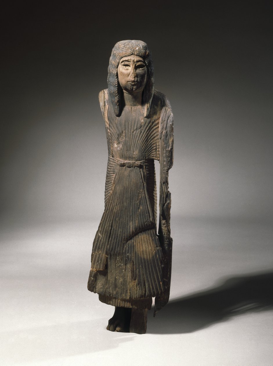 Stojąca statua Si-Eset, ok. 1279-1203 pne (drewno) autorstwa New Kingdom Egyptian