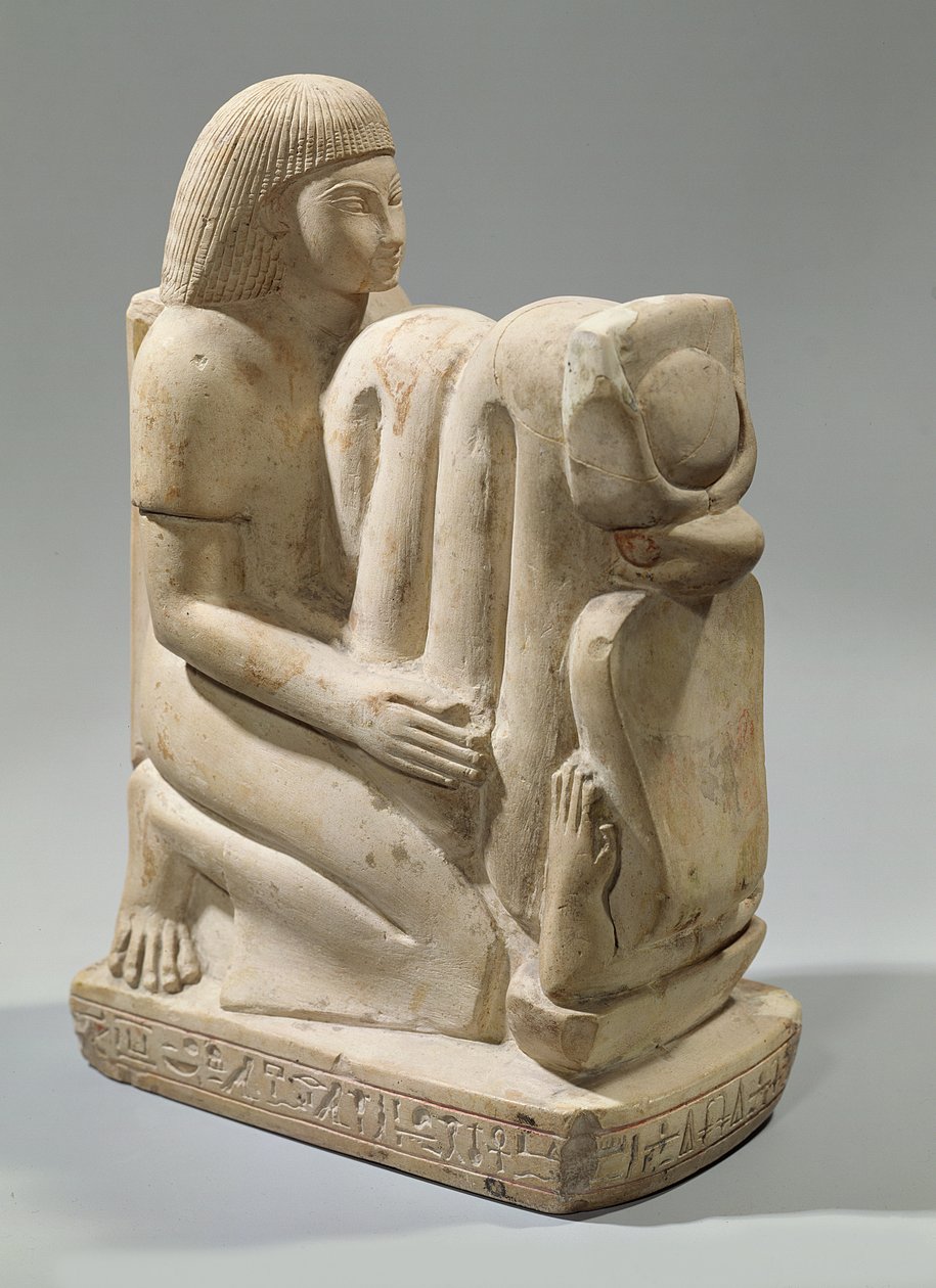 Posąg Setau przedstawiający boginię kobry Nekhbet (wapień) autorstwa New Kingdom Egyptian