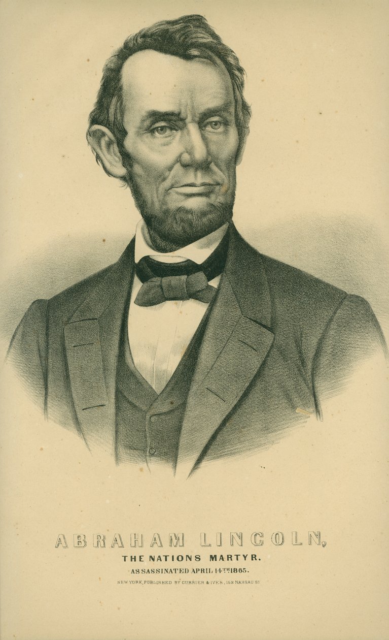 Abraham Lincoln, męczennik Narodów. Zamordowany 14 kwietnia 1865. autorstwa New York Currier and Ives