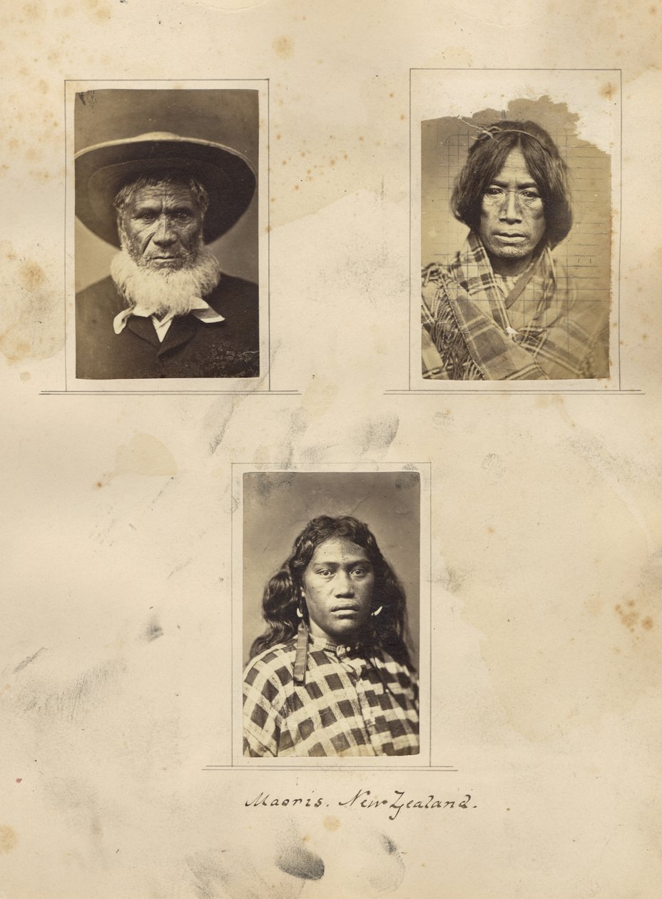 Maorysi, Nowa Zelandia, c.1865 (druk albumowy) autorstwa New Zealander Photographer