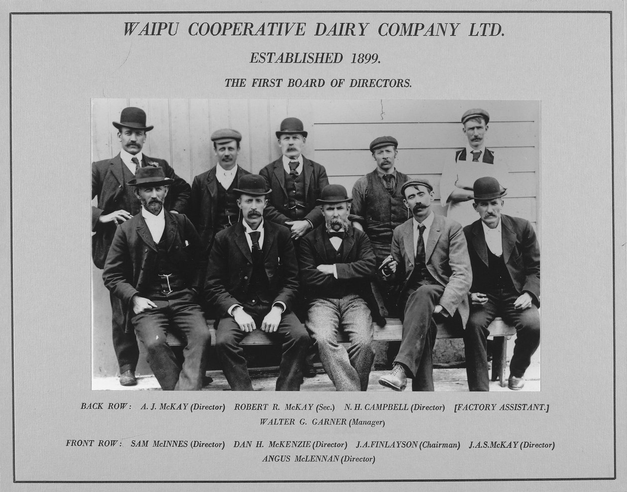 Pierwsza Rada Dyrektorów Spółdzielni Mleczarskiej Waipu, 1899 autorstwa New Zealander Photographer