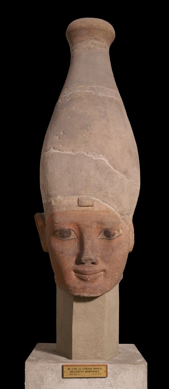 Głowa faraona w białej koronie Górnego Egiptu, ok. 1400 r. p.n.e. (naczynia ceramiczne) autorstwa New Kingdom Egyptian