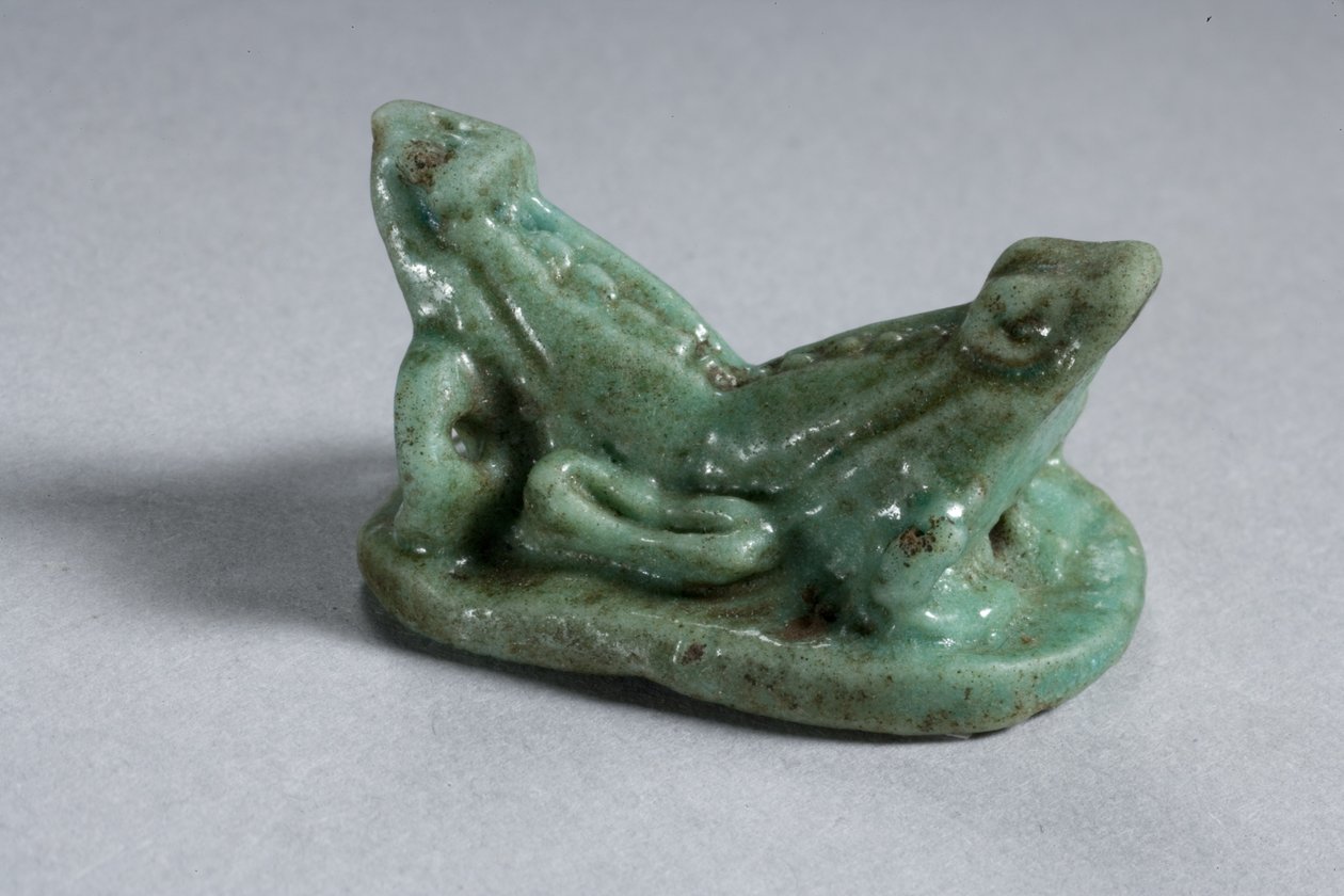 Skarabeid z dwóch zrośniętych żab, 18-19 dynastia, 1540-1186 pne (fajans) (od spodu patrz 270367) autorstwa New Kingdom Egyptian