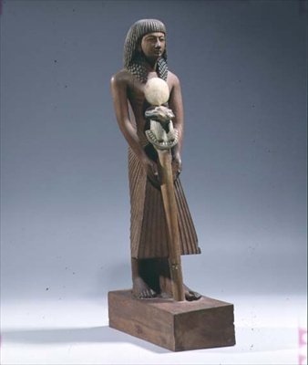 Sztandar ze sztandarem z głową barana (malowane drewno kariobowe) autorstwa New Kingdom Egyptian