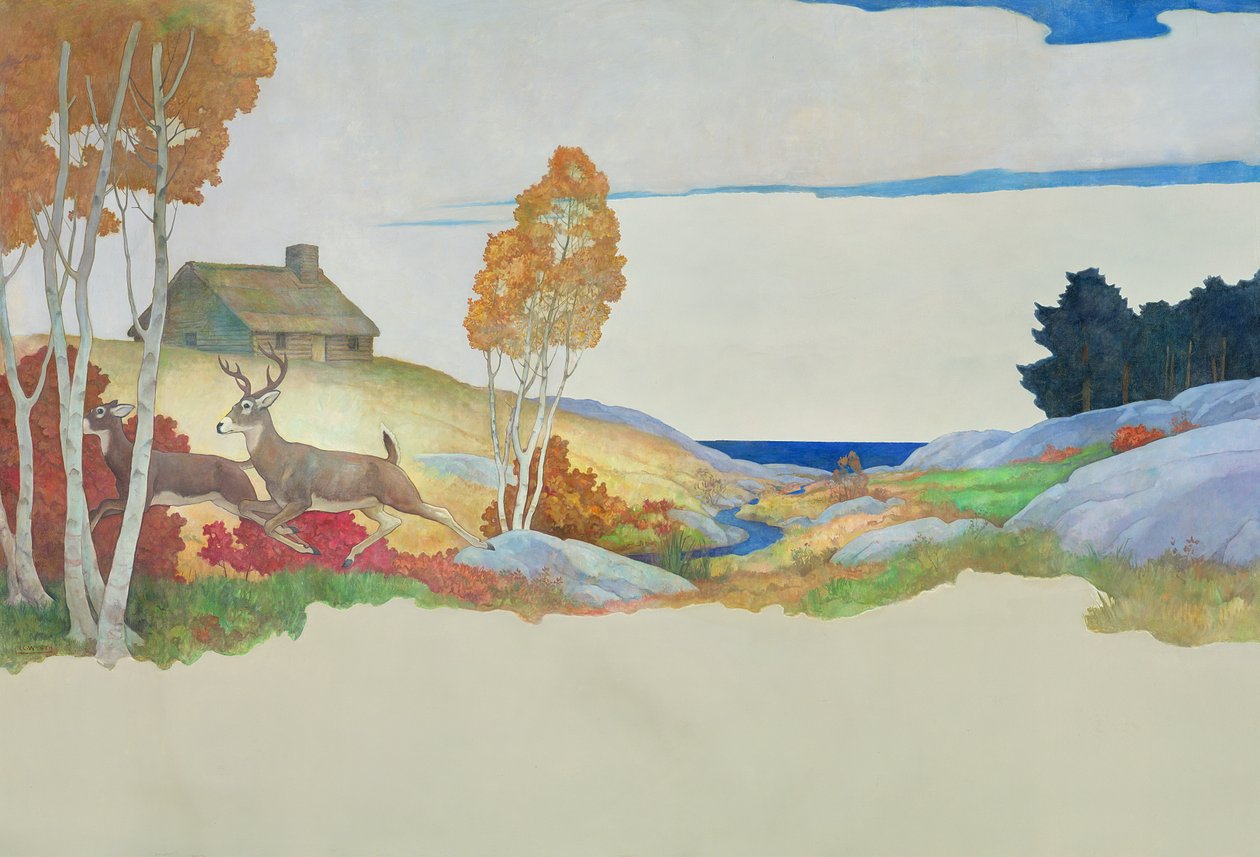 Jeleń i potok, 1945 autorstwa Newell Convers Wyeth