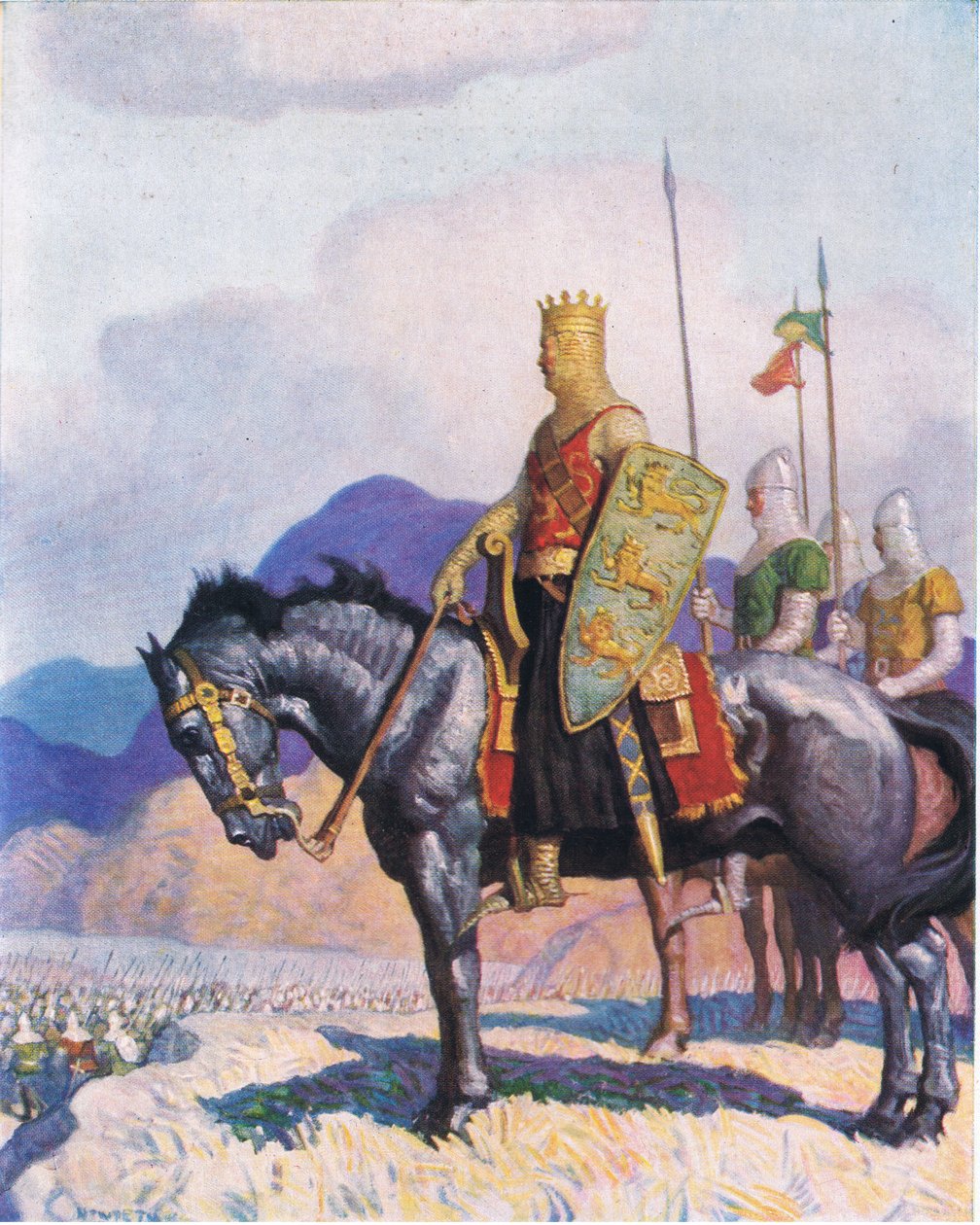 King Edward, z książki The Scottish Chiefs opublikowanej przez Charlesa Schribnera Sons, 1930 autorstwa Newell Convers Wyeth