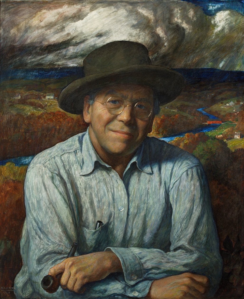 Autoportret, 1940 (tempera na zagęszczonym panelu) autorstwa Newell Convers Wyeth