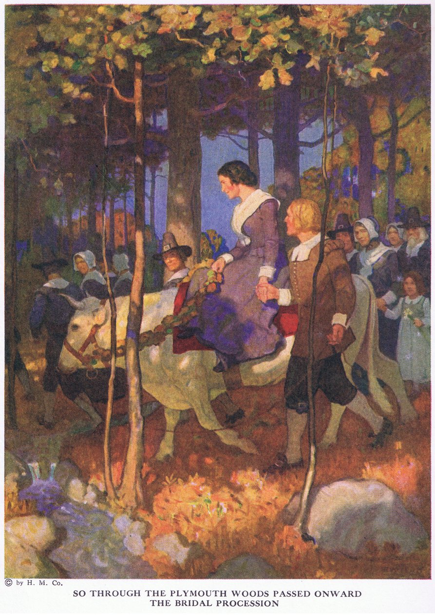 Więc przez lasy Plymouth przeszedł dalej orszak weselny autorstwa Newell Convers Wyeth