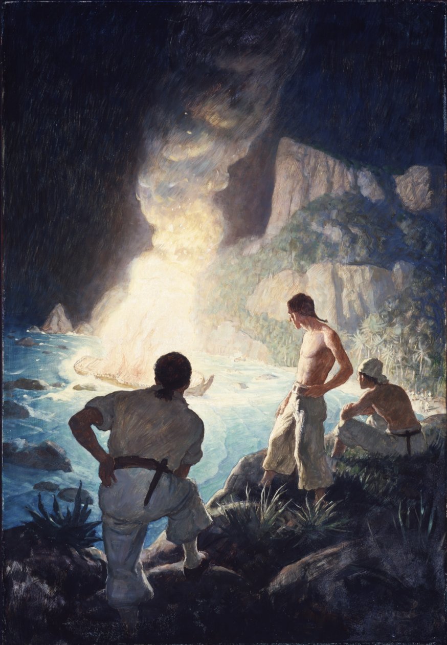 Spalenie statku "Bounty", 1940 (olej na płycie renesansowej) autorstwa Newell Convers Wyeth