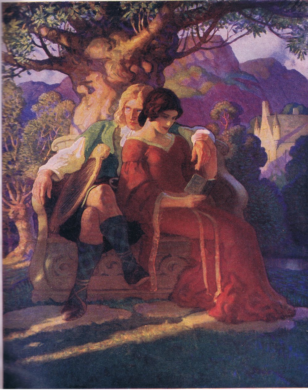 Wallace i Marion, z książki The Scottish Chiefs opublikowanej przez Charlesa Schribnera Sons, 1930 autorstwa Newell Convers Wyeth