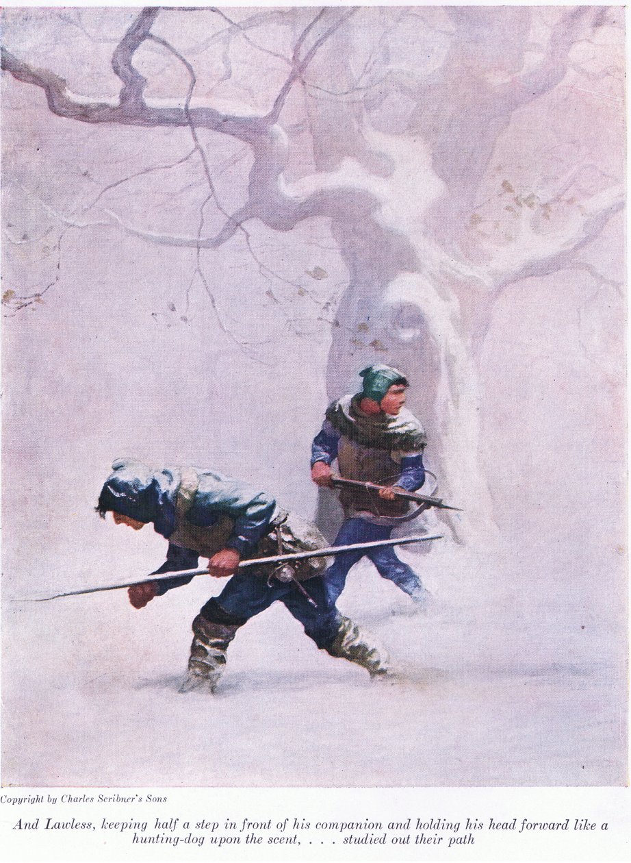 A Lawless trzymający pół kroku przed swoim towarzyszem i trzymający głowę do przodu jak pies myśliwski na trop - studiował swoją drogę, 1916 autorstwa Newell Convers Wyeth