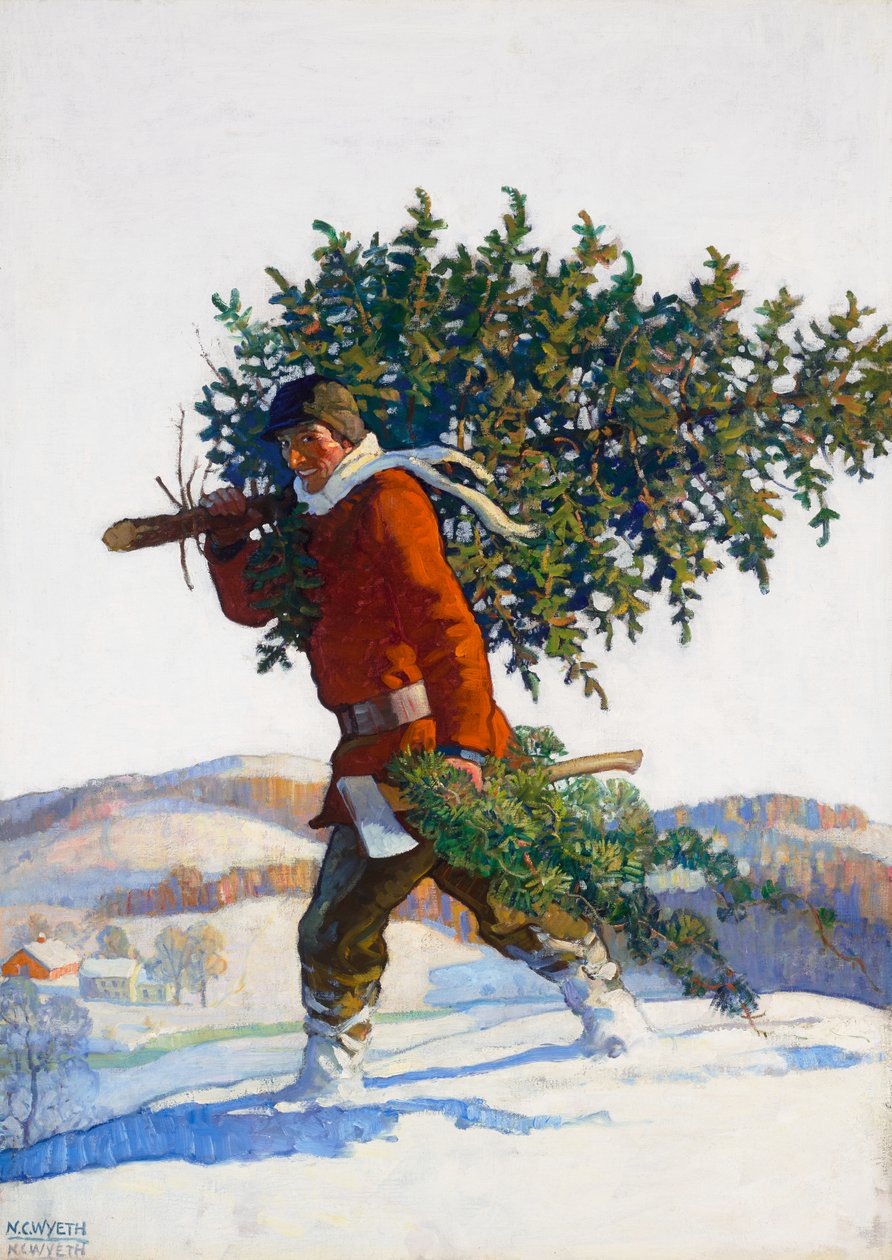 Choinka - Chadds Ford (magazyn popularny, ilustracja na okładkę) autorstwa Newell Convers Wyeth