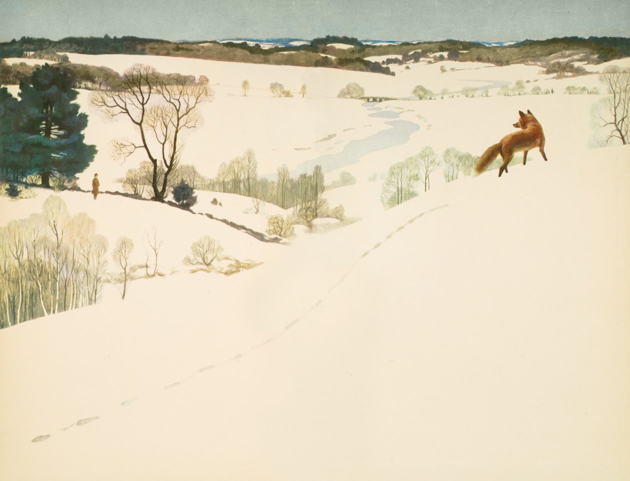 Fox in the Snow, wyklejka w „Men of Concord” Davida Thoreau autorstwa Newell Convers Wyeth