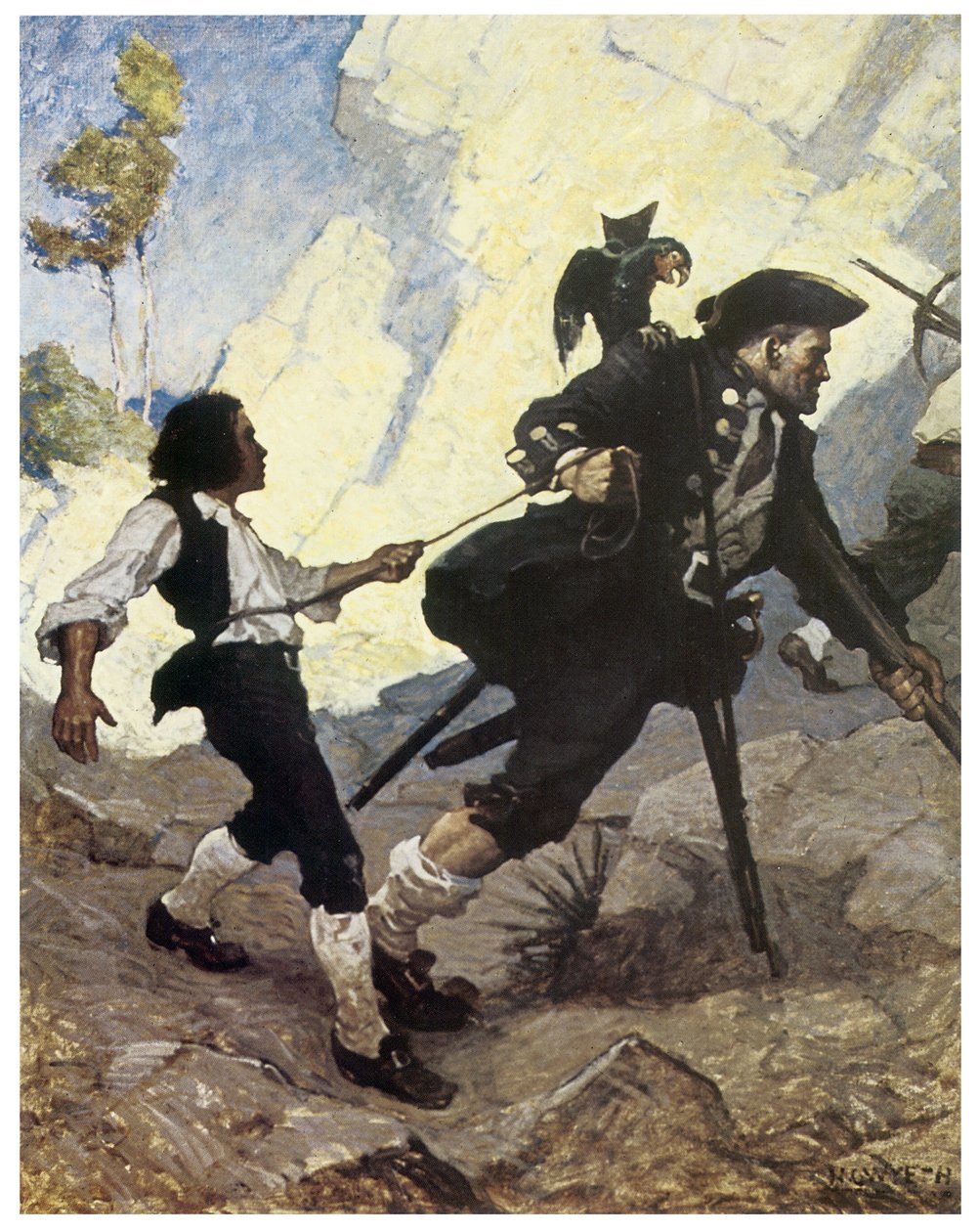 Ilustracja z 1911 r. autorstwa Newella Convers Wyeth (1882-1945) do powieści „L