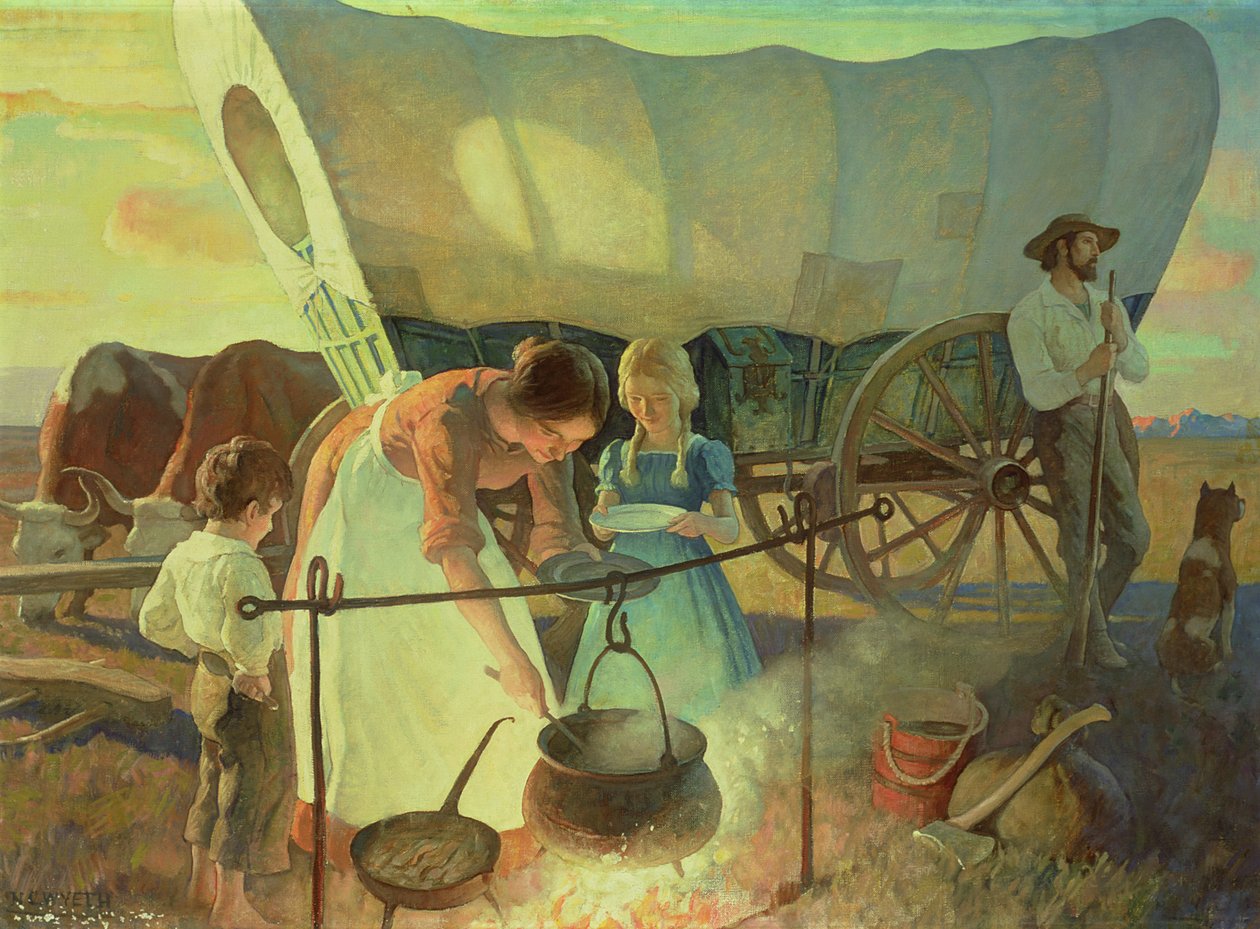W poszukiwaniu nowego domu (olej na płótnie) autorstwa Newell Convers Wyeth