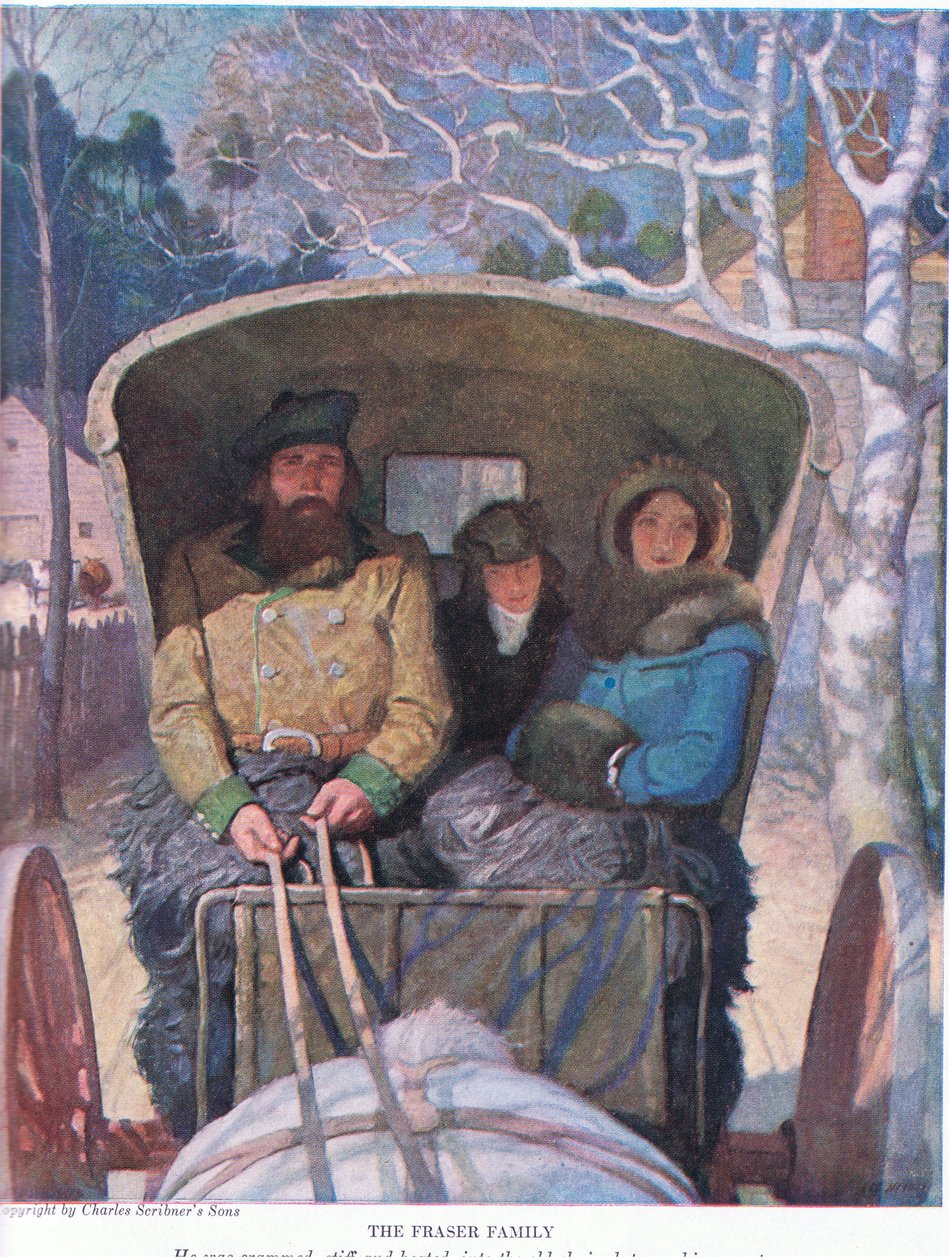 Rodzina Fraserów: był stłoczony sztywno i rozgrzany na starym szezlongu między rodzicami, 1928 autorstwa Newell Convers Wyeth