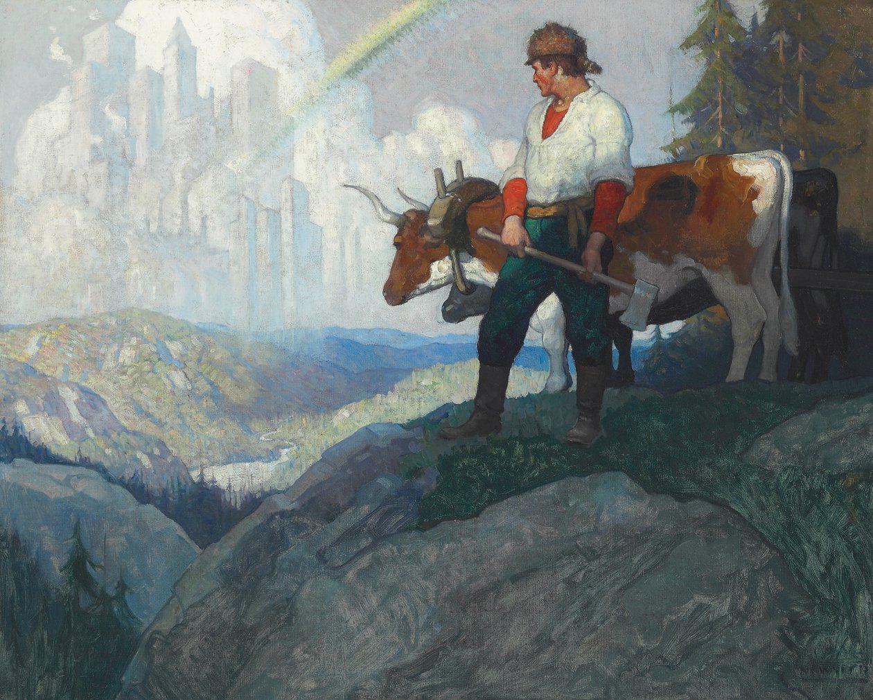 Pionier i wizja, ok. 1918 (olej na płótnie) autorstwa Newell Convers Wyeth
