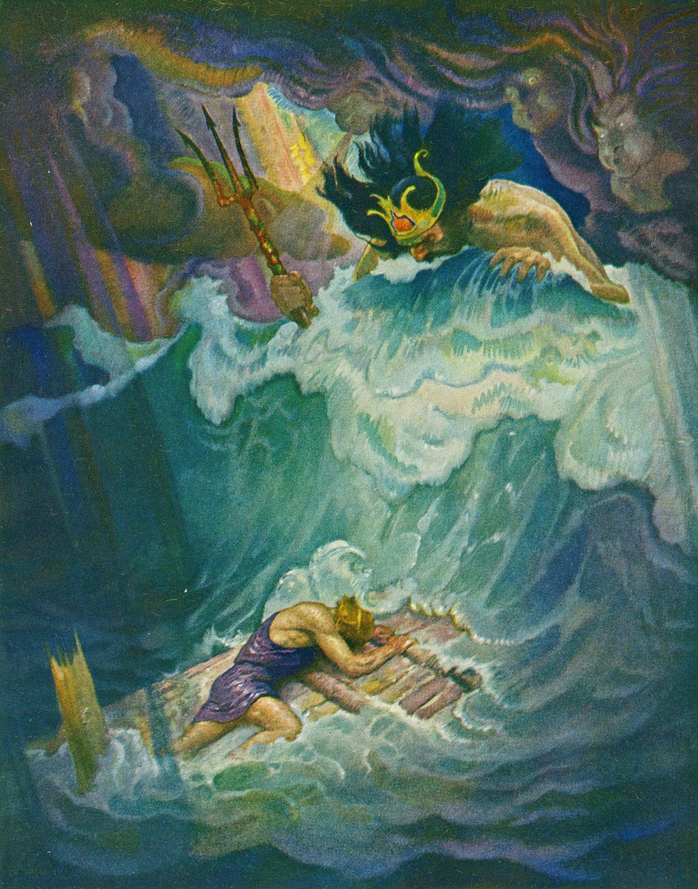Tratwa Odyseusza autorstwa Newell Convers Wyeth