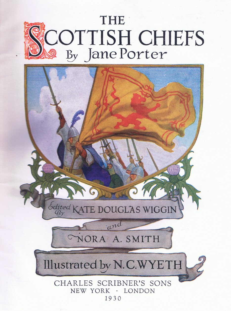 Projekt strony tytułowej z książki The Scottish Chiefs opublikowanej przez Charles Scribner