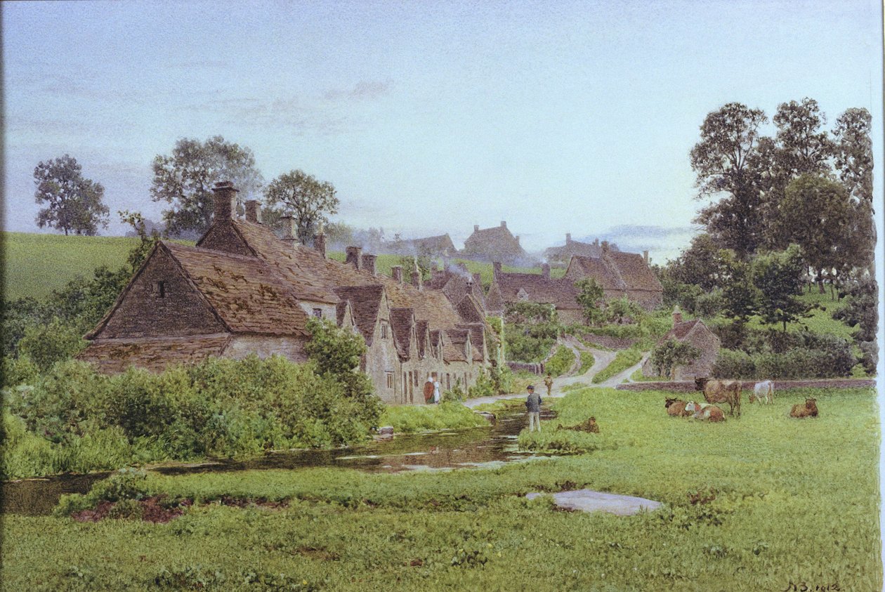 Wieczór w Arlington Row, Bibury, Gloucestershire autorstwa Newton Bennett