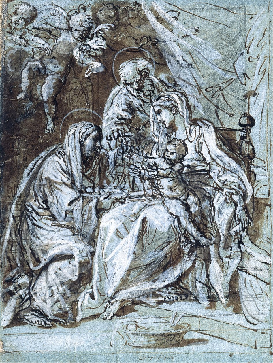 Święta Rodzina i Św. Anna czyta psalm autorstwa Niccolò Berrettoni