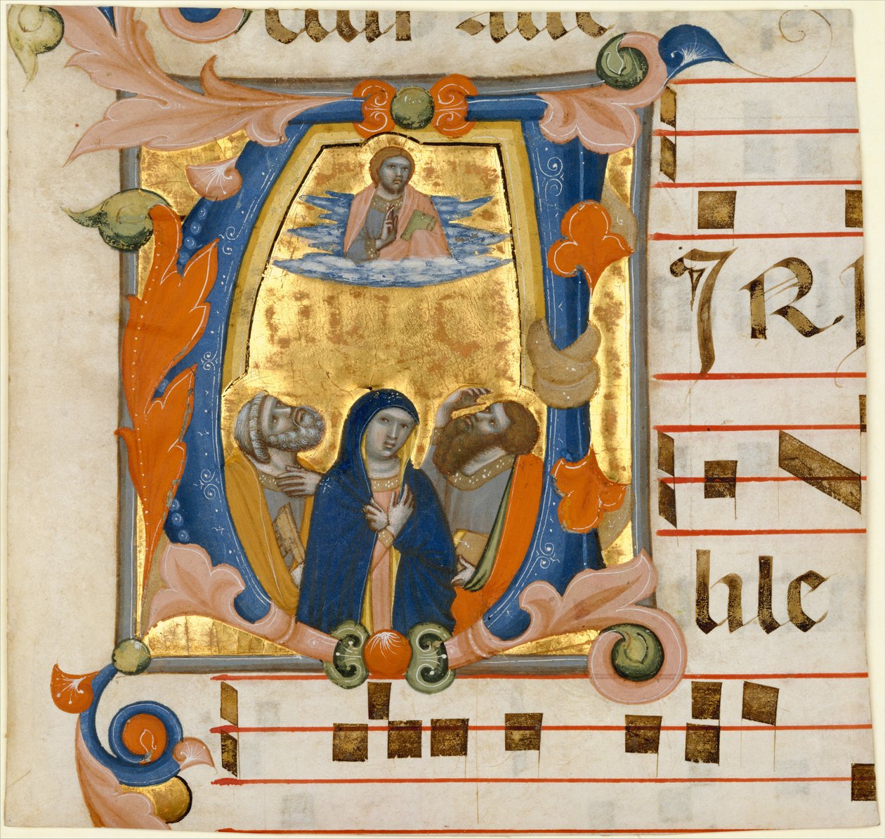 Wniebowstąpienie w inicjale V, ca. 1342-50. autorstwa Niccolò di ser Sozzo