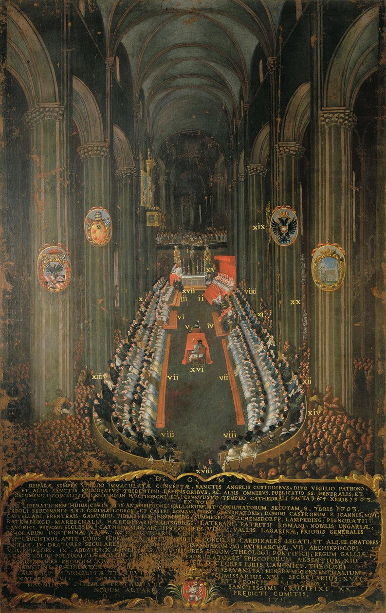 Sesja zamykająca Soboru Trydenckiego w 1563, 1563 autorstwa Niccolo Dorigati