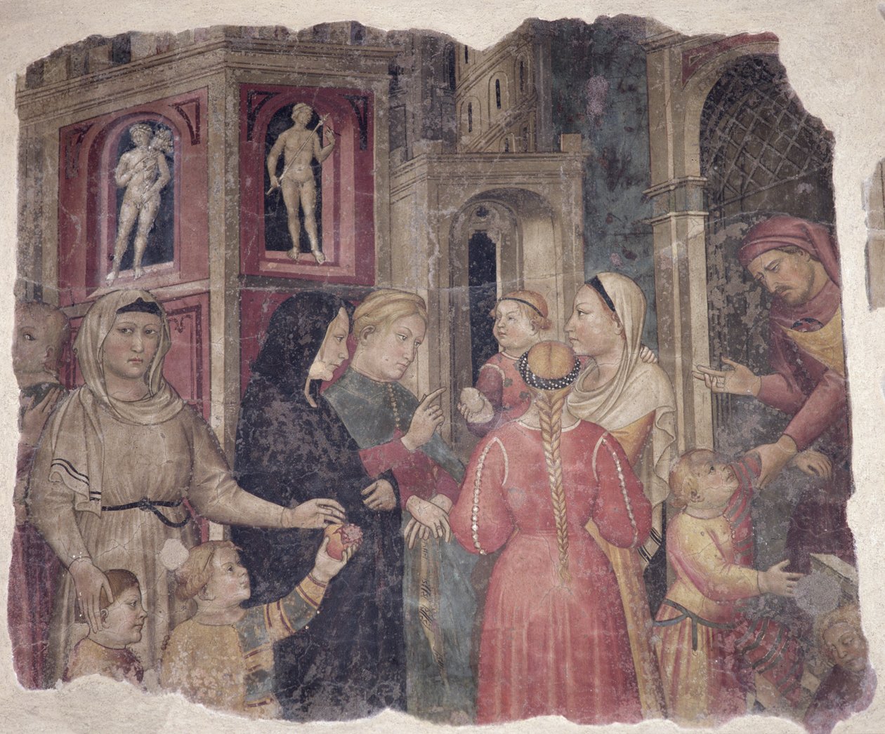 Kapitanowie Miłosierdzia, 1386 (szczegóły) autorstwa Niccolò Pietro di Gerini
