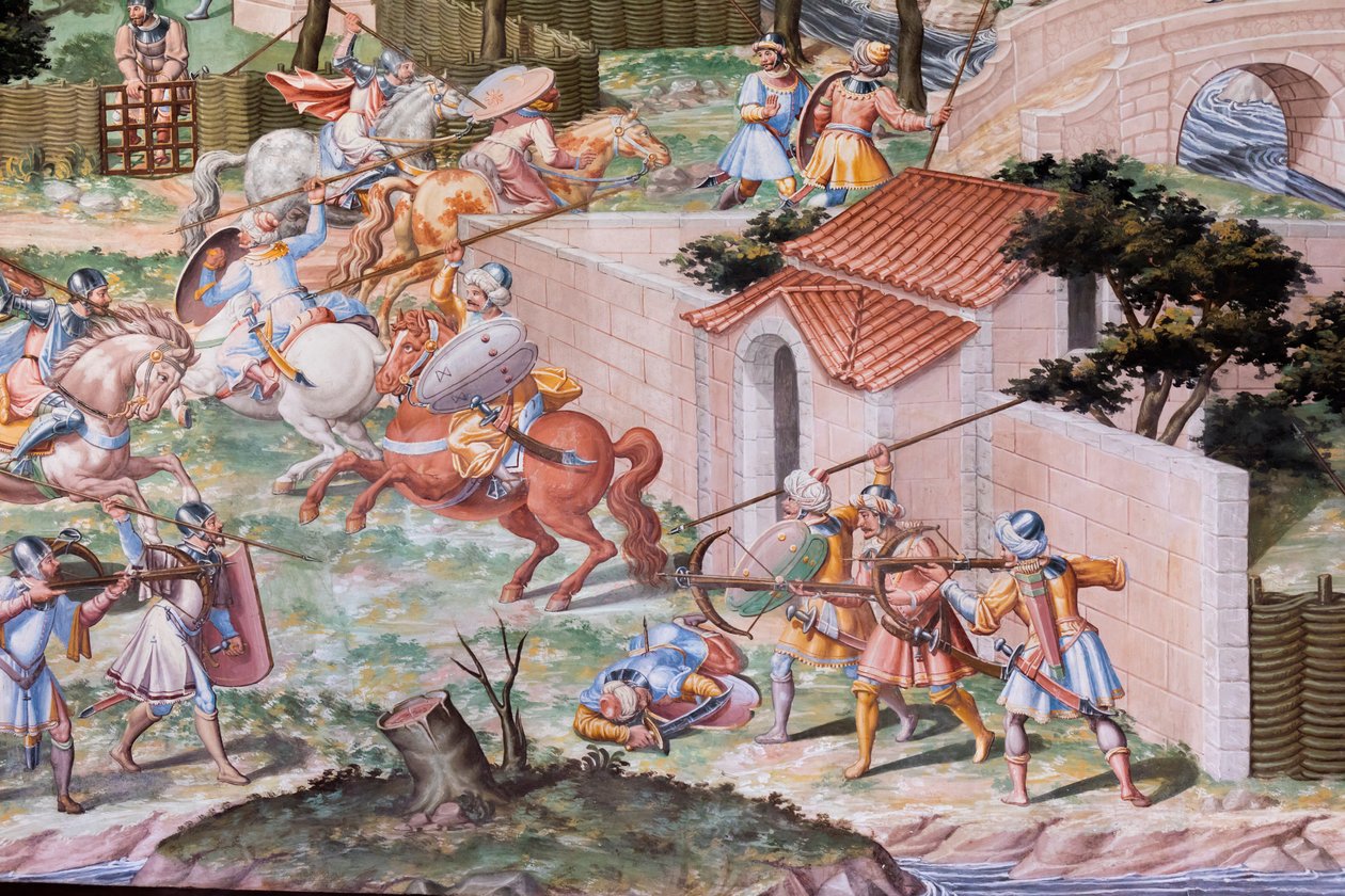Fragment fresku w Sali Bitew z 1431 r. Bitwa pod La Higueruela (fresk) autorstwa Niccolo (and workshop) Granello