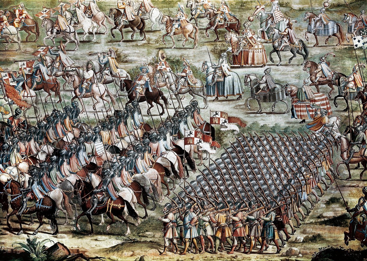 Bitwa pod Higueruelą 1 lipca 1431 r. przeciw wojskom Jana II Kastylii (1405-1454) i Mohammeda IX autorstwa Niccolo (and workshop) Granello